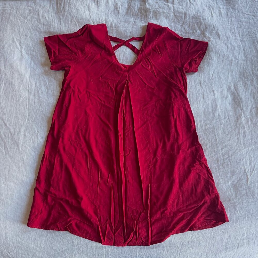 Romeo & Juliet Couture Red Mini Dress M Open Back Tie Rayon